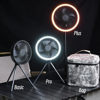Ventilador Recarregável (com banco de potência Tripé de iluminação LED) - Bão Em Casa